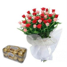pink and red bunch with Ferrero rocher chocolate
